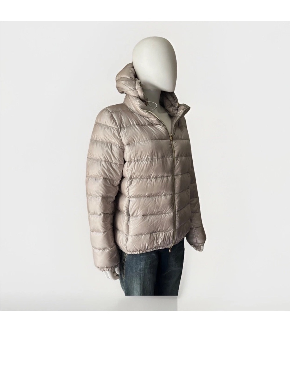 NWT Iconico GIADA Pearl / Light Gray Puffer BOMBER Jacket IT 50 / USA 12 - 14